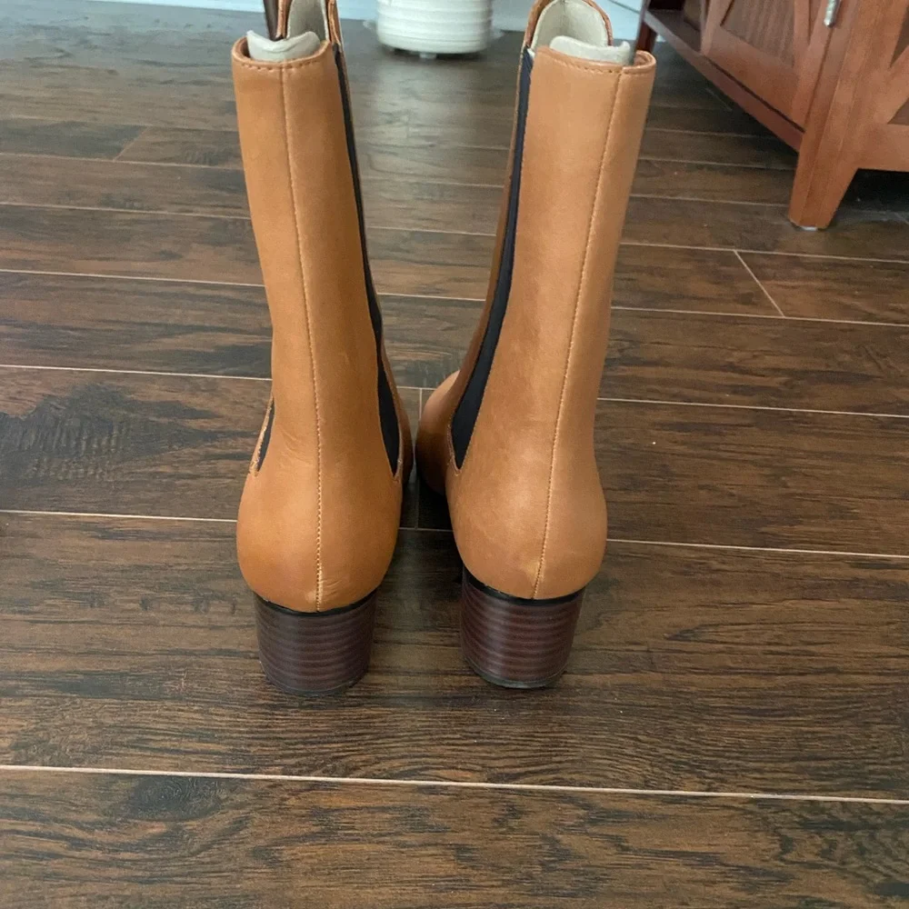 J.Crew • Leather High-Shaft Stacked Heel Boot - Picture 4 of 10